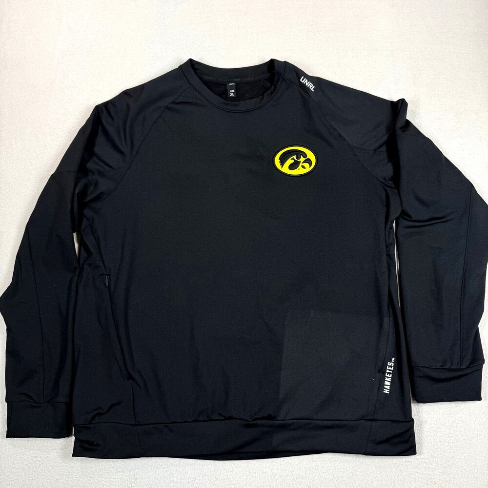 UNRL Iowa Hawkeyes Shirt Mens XL Black Long Sleeve Zippered Pockets
